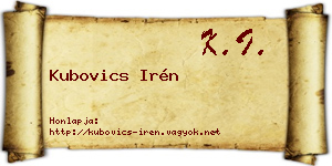 Kubovics Irén névjegykártya